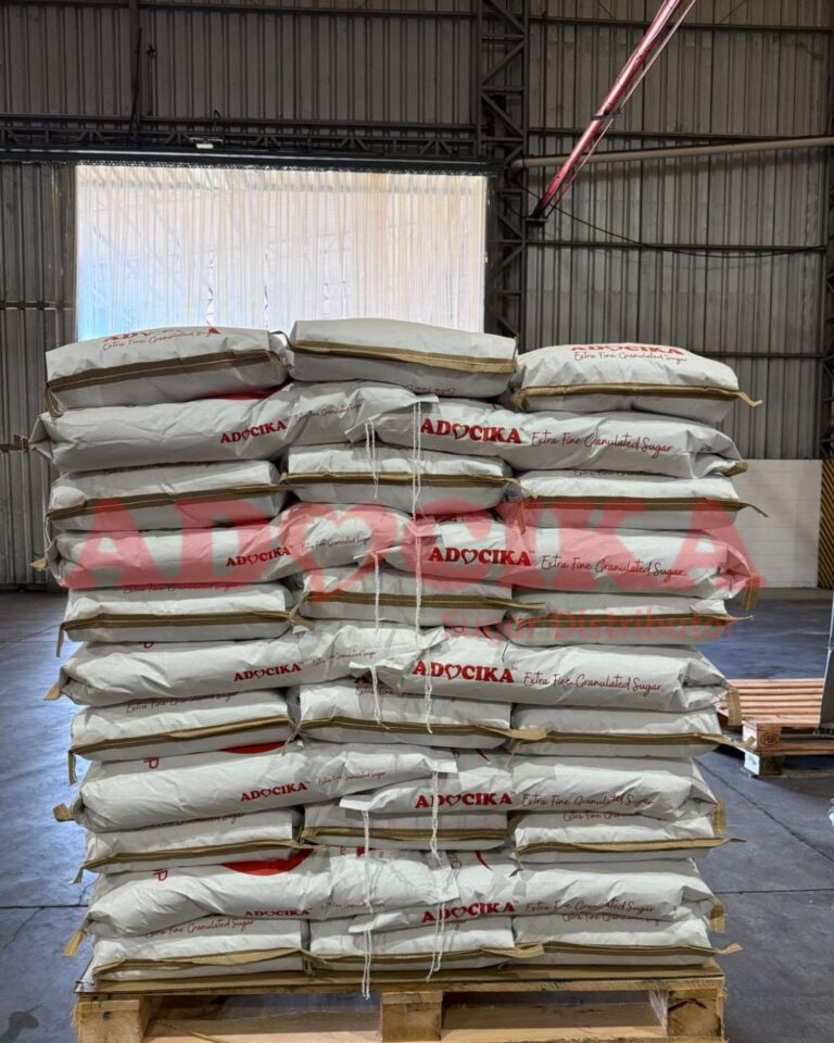 ADOCIKA branded sugar bags on pallet